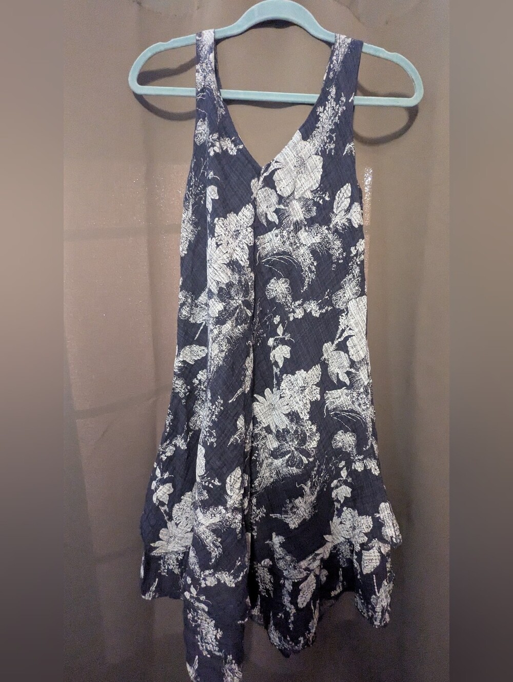 Charlie B Navy Blue Floral Sleeveless V-Neck Women's Dress